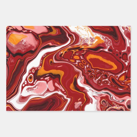 Burgundy White Digital Fluid Art Geschenkpapier Set (Vorderseite 3)