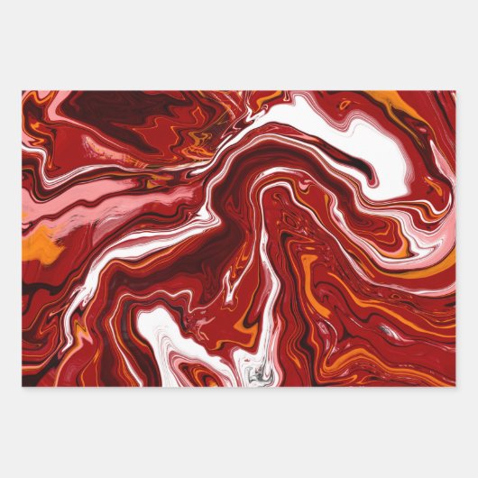 Burgundy White Digital Fluid Art Geschenkpapier Set (Vorderseite 2)