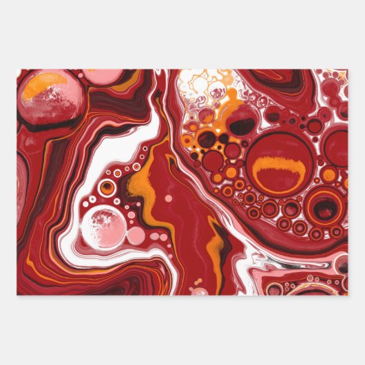 Burgundy White Digital Fluid Art Geschenkpapier Set (Vorderseite)