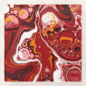 Burgundy White Digital Fluid Art Glasuntersetzer (Vorderseite)
