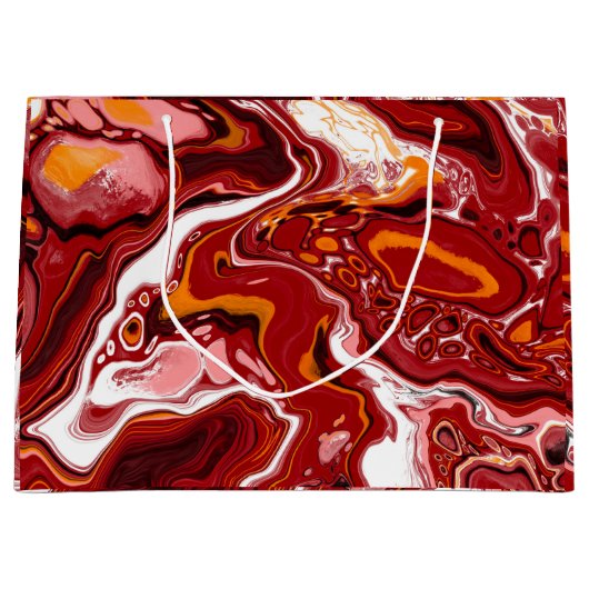 Burgundy White Digital Fluid Art Große Geschenktüte (Vorderseite)
