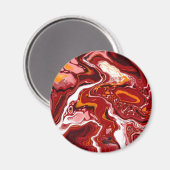 Burgundy White Digital Fluid Art Magnet (Vorderseite/Rückseite)