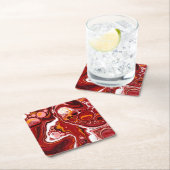 Burgundy White Digital Fluid Art Rechteckiger Pappuntersetzer (Vor Ort)