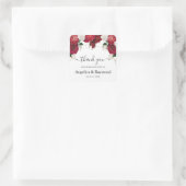 Burgundy & White Elegant Wedding Vielen Dank Quadratischer Aufkleber (Tasche)