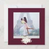 Burgundy White Elegante Gold Floral Rose Foto Save The Date (Rückseite)
