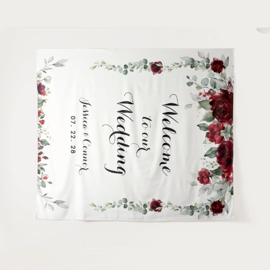 Burgundy White Eucalyptus Willkommen bei unserer H Wandteppich (Vorderseite (Horizontal))