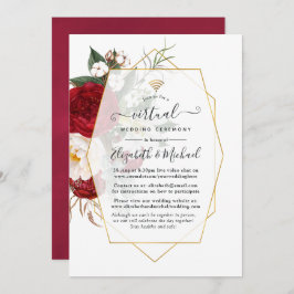 Burgundy & White Floral Geometric Virtual Wedding Einladung