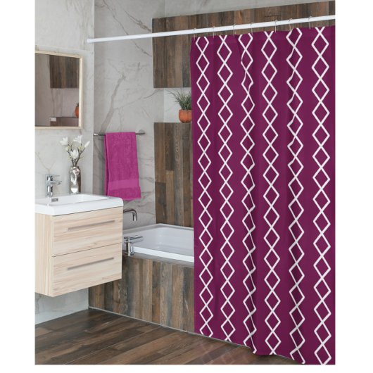 Burgundy White Geometric Duschvorhang