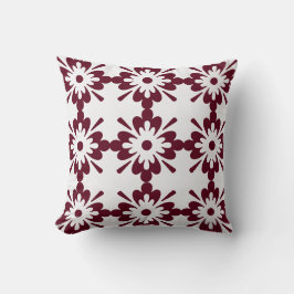 Burgundy & White Geometric Floral Pattern Kissen