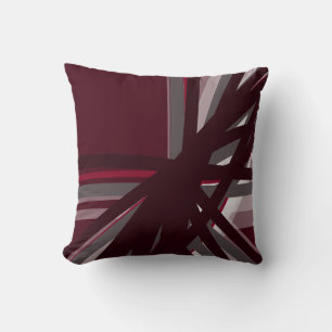 Burgundy White & Gray Abstrakte Ribbons Kissen