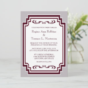Burgundy White Gray Formal Einladung
