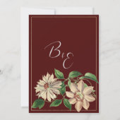 Burgundy white green floral botanic Thank You Einladung (Rückseite)