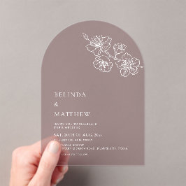 Burgundy White Line Art Minimalist Wedding Acryleinladungen