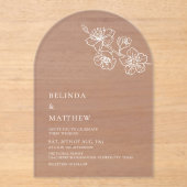 Burgundy White Line Art Minimalist Wedding Acryleinladungen (Vorderseite)