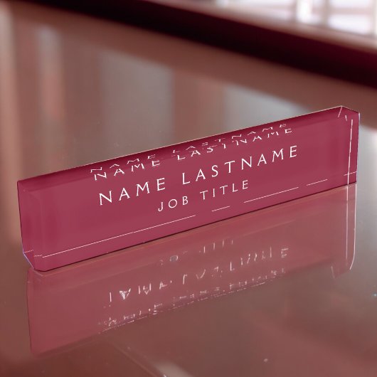 Burgundy White Modern Elegant Beruflich Namensplakette