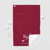 Burgundy White Monogram Name Classic Club Initials Golfhandtuch (Insitu)
