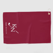 Burgundy White Monogram Name Classic Club Initials Golfhandtuch (Horizontal)