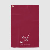 Burgundy White Monogram Name Classic Club Initials Golfhandtuch (Vorderseite)