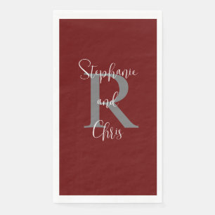 Burgundy White Name Monogram Paper Handtuch Serviette