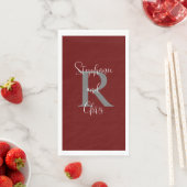 Burgundy White Name Monogram Paper Handtuch Serviette (Beispiel)
