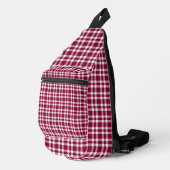 Burgundy White Plaid Pattern Crossbody Bag (Rechte Ecke)