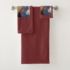 Burgundy White Rose Badhandtuch Set