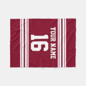 Burgundy White Sports Jersey Fleecedecke (Vorderseite (Horizontal))