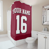 Burgundy White Sports Jersey Team Jersey Duschvorhang (Beispiel)