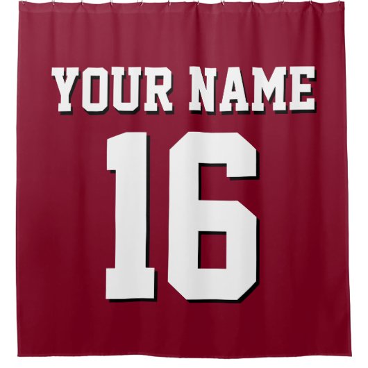 Burgundy White Sports Jersey Team Jersey Duschvorhang (Vorderseite)