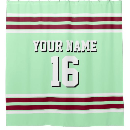 Burgundy White Stripes Sports Jersey Duschvorhang (Vorderseite)