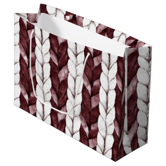 Burgundy White Stripes Weihnachten Große Geschenktüte (Vorderseite Schrägansicht)
