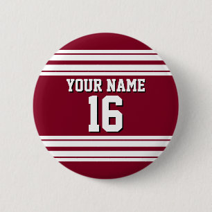 Burgundy White Team Jersey Name Button