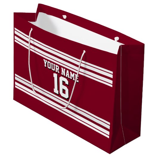 Burgundy White Team Jersey Name Große Geschenktüte (Vorderseite Schrägansicht)