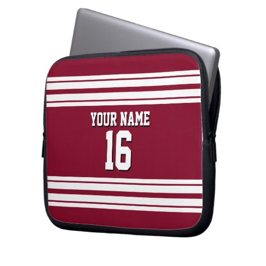 Burgundy White Team Jersey Name Laptopschutzhülle (Vorderseite Links)