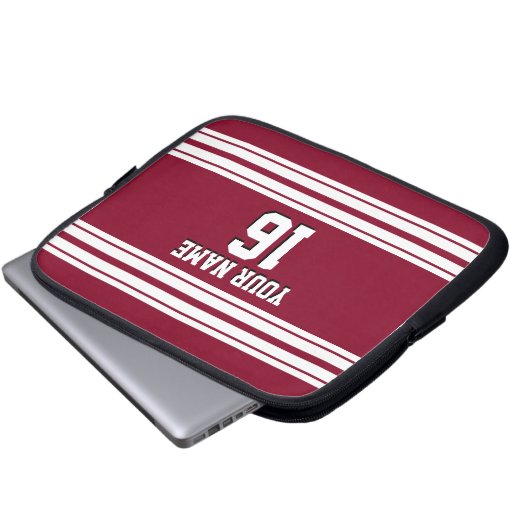 Burgundy White Team Jersey Name Laptopschutzhülle (Vorne Knopf)