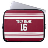 Burgundy White Team Jersey Name Laptopschutzhülle (Vorderseite)