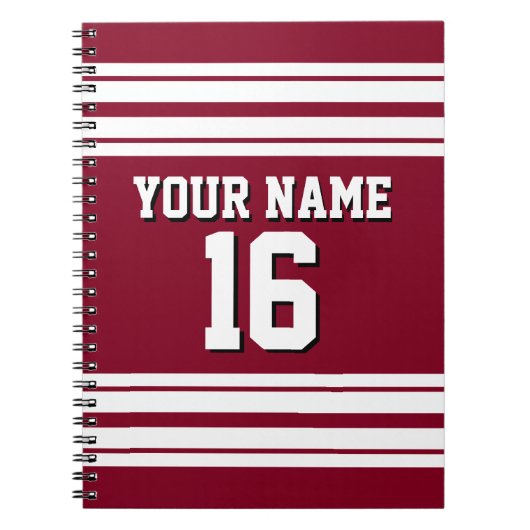 Burgundy White Team Jersey Name Notizblock (Vorderseite)
