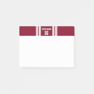 Burgundy White Team Jersey Name Post-it Klebezettel