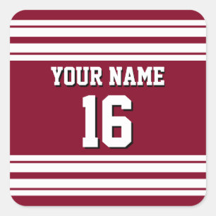 Burgundy White Team Jersey Name Quadratischer Aufkleber