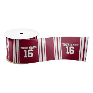 Burgundy White Team Jersey Name Satinband