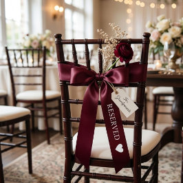 Burgundy & White wedding Reserved Satinband