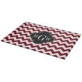 Burgundy White Zickzack Black Quatrefolie 3 Monogr Schneidebrett (Ecke)