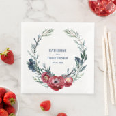 Burgundy Wild Rose Juniper Branch & Berries Serviette (Beispiel)