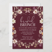 Burgundy Wildblume Bridal Brunch Brautparty Einladung (Vorderseite)