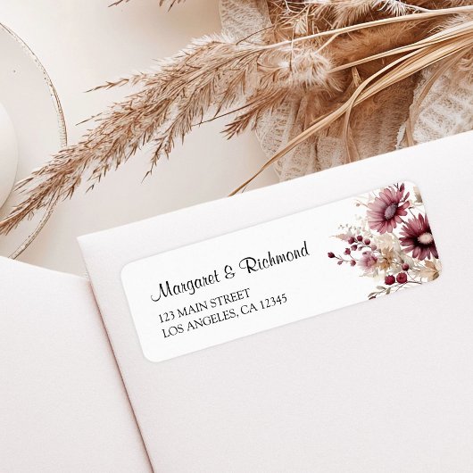 Burgundy Wildblume Floral Wedding Address