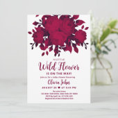 Burgundy Wildblume Kinderdusche Einladung (Stehend Vorderseite)