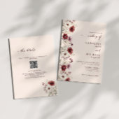 Burgundy Wildblume QR Code Wedding Einladung