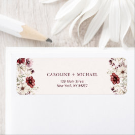 Burgundy Wildblume Wedding Rücksendeadresse
