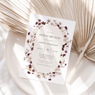 Burgundy Wildblume Wreath Brautparty Einladung
