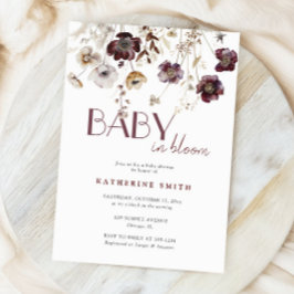 Burgundy Wildblumen Baby in Bloom Baby Dusche Einladung